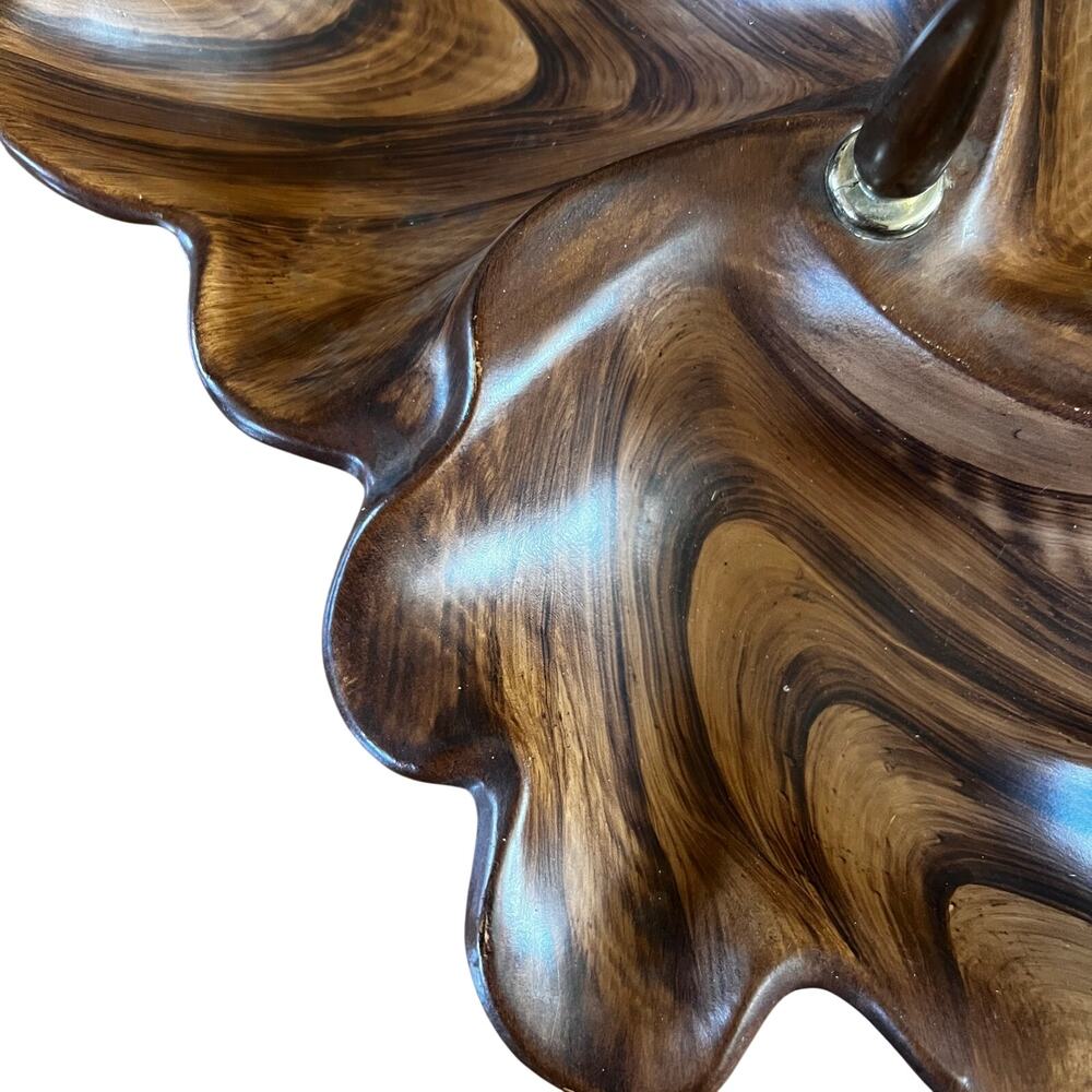 Vtg Cal-Orig 305 California Pottery Tiered MCM Faux Wood Swirl Tidbit Snack Tray - Picture 5 of 8
